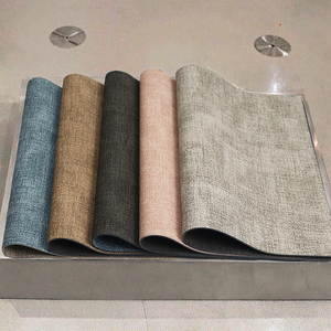 Mantel Individual de PVC con Diseño de Tela de Lujo Ligero, Rectangular Simple, Redondeado, Resistente al Aceite, Aislante del Calor, Ecológico, Antideslizante, Moderno y Personalizable - Product Image 3