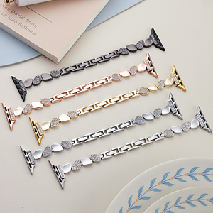 Correas de Reloj de Aleación con Diamantes Brillantes, Correas Metálicas <span class=keywords><strong>para</strong></span> <span class=keywords><strong>Apple</strong></span> <span class=keywords><strong>Watch</strong></span> Series 11 10 40 42 46 49mm, Brazalete Delgado - Product Image 1