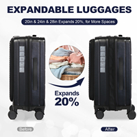 Stock disponible aux États-Unis, livraison gratuite, ensemble de 3 valises, avec ouverture frontale, serrure approuvée TSA, valise rigide, support du dropshipping