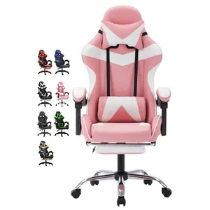 Comfortable Gaming Chair Black White PC Racer Racing Chair Custom Logo Cheap Sleeping Computer Office Chair with Arm Rests