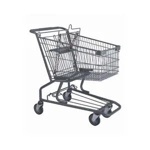 Trolley Factory Price 100L Metal 4 Wheels American Style Shopping Trolley Cart