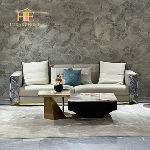 इतालवी लक्जरी फर्नीचर लिविंग रूम फर्नीचर सेट सोफा चमड़े के अनुभागीय - Product Image 3