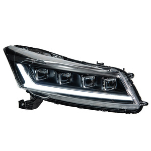 Conjunto de Faros Delanteros Modificados para Accord Octava Generación 2008-2012, Full LED de Cuatro Lentes, 12V, Nueva Luz Direccional Fluida - Product Image 1