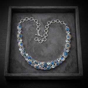 Collar de Cadena de Plata de Ley 925 con Piedra Preciosa Rara de Jaspe K2, Joyería Hecha a Mano para Boda o Compromiso, 16-18 - Product Image 3