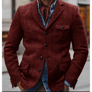 Chaqueta de <span class=keywords><strong>hombre</strong></span> con diseño de espiga, de un solo botón, <span class=keywords><strong>elegante</strong></span>, <span class=keywords><strong>casual</strong></span>, ajustada, para traje, nueva colección de trajes y blazers para <span class=keywords><strong>hombre</strong></span> - Product Image 5