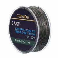 Ligne de pêche à la carpe tressée souple camouflage 35LB haute résistance, ligne de liaison invisible pour la pêche à la carpe européenne
