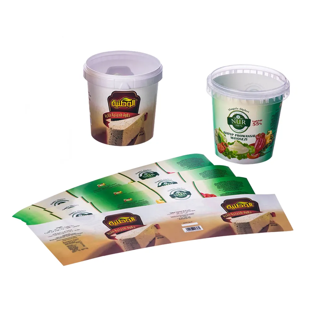 Stampa in-stampo etichetta in plastica iml prodotto in etichetta stampo per contenitore per alimenti
