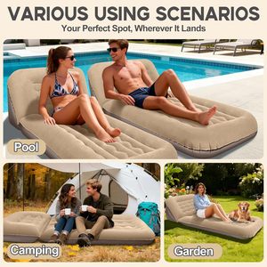Inflatable Couch for Camping Air Mattress with Adjustable Backrest Blow <b>Up</b> Couch for Adults with Flocked Surface - Product Image 6
