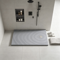 Receveur de douche carré en pierre de quartz à motif circulaire, base de douche antidérapante texturée, taille personnalisée pour salle de bain d'hôtel 90*160