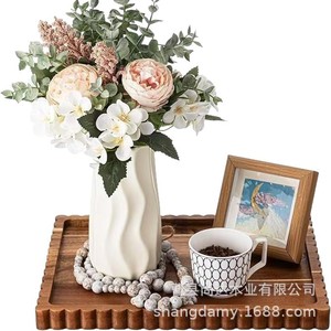 New lace-trimmed wooden <b>tray</b> for bathroom scented candles, home use, afternoon <b>tea</b>, bread, and desserts. - Product Image 2