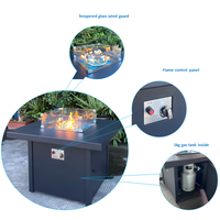 Table de foyer extérieur carré de 30 pouces avec brûleurs en acier inoxydable au gaz propane de 55 000BTU
