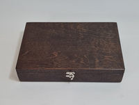Boîte de rangement rustique en bois brun foncé avec couche amovible pour thé et bijoux