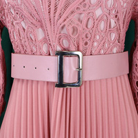 Robe de cérémonie grande taille pour femme, robe midi plissée à empiècements en dentelle, tenue de travail élégante pour le bureau