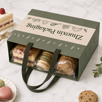 Sacs en papier personnalisés pour boulangerie avec poignées en ruban, emballage en papier vert pour pain, gâteaux, biscuits, boutique, à emporter