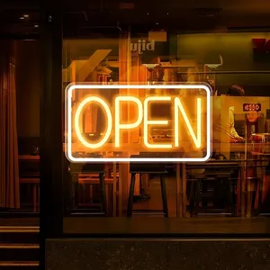 Casting artesanal café sinal de néon aberto loja ao ar livre pendurar sinal aberto led para shopping