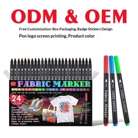 Marqueur de peinture textile DIY, stylo créatif pour tissu, 24 couleurs, pointe pinceau, encre textile, marqueur surligneur en PP
