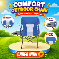 Chaise de camping pliable moderne avec table latérale intégrée et sac isotherme, chaise de directeur en fer Oxford pour mobilier d'extérieur