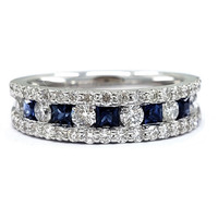 Bagues de mariage classiques modernes en or blanc 18 carats de haute qualité avec saphir bleu taille brillant rond pour femmes