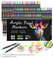 Stylos à peinture acrylique à double pointe non toxiques - 168 couleurs, séchage rapide, écologiques, marqueurs d'art DIY pour enfants, dessin, peinture sur roche, céramique