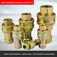 Acoplador Hidráulico Rápido Tipo B ISO 7241-B, Conector de Acero al Carbono Galvanizado con Rosca G1/2 para Manguera Hidráulica y Línea de Aceite