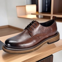 Nouvelles Chaussures Habillées en Cuir pour Hommes Style Britannique Printemps-Automne, à Semelle Épaisse Rehaussante, Idéales pour le Bureau, les Trajets Quotidien et les Mariages