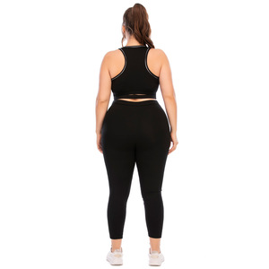In Stock Women <strong>Girls</strong> Plus Size High Waist Sports Bra and Panty Set Long Leggings Yoga Set - Product Image 3