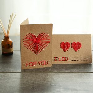 Tarjeta de Felicitación Vintage de Papel Kraft con Corazón Cortado a Láser, Tarjeta de Amor, Tarjeta de San Valentín de Alta Calidad, Manualidades de Punto de Cruz - Product Image 2