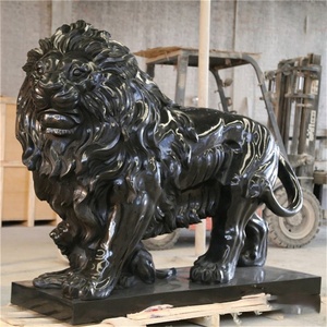 Grande leone esterno statua di leone da giardino decorativo in bronzo scultura in metallo lucido animale a grandezza naturale con leone - Product Image 1