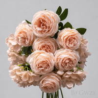 Bouquet de fleurs artificielles exquises en soie, roses et hortensias, 11 branches, décoration florale pour mariage, décoration de salon