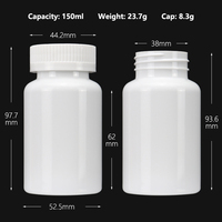 150cc 5OZ 150ml Or Argent Noir Blanc PET En Plastique Vitamine Supplément Bouteille pour Médecine Solide Capsule Pilule CRC Cap