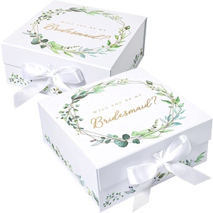 Magnetic Ribbon Closure Luxury Rectangle Gift Packaging Paper Foldable cardboard Box