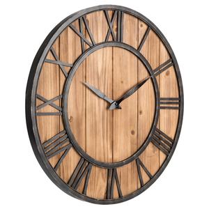 24 "60cm Oldtown Industrial extra Large rustica struttura in metallo bronzo naturale con tinta unita in legno Vintage decorazione <span class=keywords><strong>da</strong></span> parete <span class=keywords><strong>orologio</strong></span> - Product Image 2