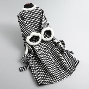 Hiver Laine Tranchée <span class=keywords><strong>Manteau</strong></span> <span class=keywords><strong>De</strong></span> Luxe Vison Col <span class=keywords><strong>De</strong></span> Fourrure Dames <span class=keywords><strong>Poule</strong></span> Laine Cachemire Manteaux - Product Image 2