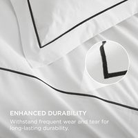 Housse de couette d'hôtel de luxe 100% coton Ensemble de literie brodé Comprend 1 housse de couette 2 taies d'oreiller Couette vendue séparément