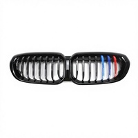 Calandre avant modifiée pour BMW Série 1 Berline F52, modèle 21, à barre unique intégrée, noir brillant, avec prise d'air tricolore et pare-chocs avant