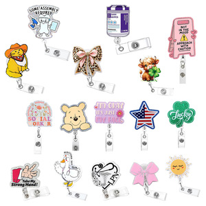 acrylic glitter pull-tab retractable work <b>badge</b> <b>clip</b> for nurses, school <b>badges</b>, and ID cards - anti-loss <b>clip</b> - Product Image 1