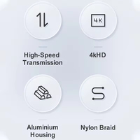 Câble de charge haute vitesse ULT-unite 1M 1.5M 2M en nylon tressé USB3.1 Type-C 5A 4k 20Gbps 100W avec contacts plaqués or