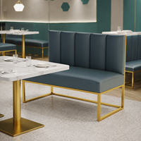 Banquette rembourrée commerciale pour hôtels et restaurants, avec structure métallique, idéale pour les projets hôteliers et de restauration