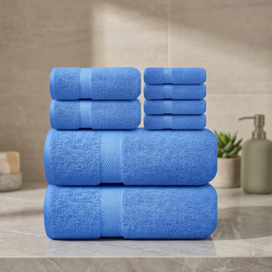 Juego de Toallas de Baño ORCHID de Color Azul Sólido, Tejido de Algodón, Ecológico, para el Hogar - Product Image 1