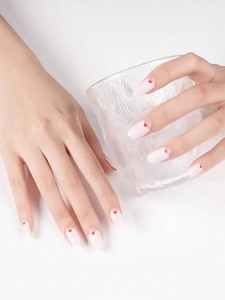 20 pièces de bandes adhésives semi-durcies pour ongles, effet gel, longue tenue, brillantes, avec confettis et paillettes, base nude, autocollantes, pour manucure DIY à domicile - Product Image 5