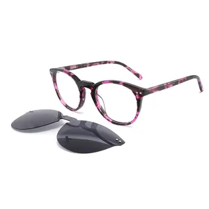 新款偏光太阳镜眼镜架太阳镜磁性夹近视处方眼镜架女性眼镜
