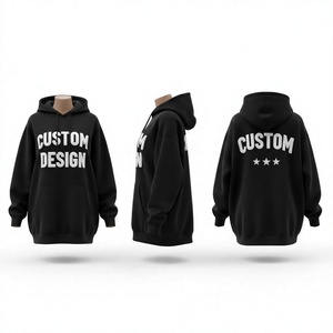 Sudadera con Capucha para Hombre, Diseño Personalizado, Negra, Oversize, de Felpa de Algodón, Informal, con Estampado Frontal de Tres Estrellas en la Parte Posterior - Product Image 1