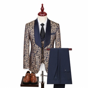 Completo <span class=keywords><strong>da</strong></span> Uomo di Alta Gamma in Jacquard ad Alta Densità, Stile Britannico per Matrimoni, Abito <span class=keywords><strong>da</strong></span> Cerimonia con Gilet e Pantaloni, Set Tre Pezzi - Product Image 5