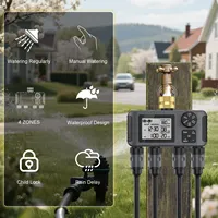 Temporizador de Riego Automático Inteligente de Cuatro Vías con Pantalla Grande, Funciona con Batería de CC de 9 V, Programable para 7 Días y 24 Horas, con Clasificación IP67 para Jardín