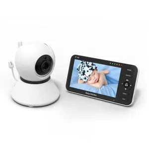 Écran LCD 5 pouces 720P intérieur sans fil vidéo numérique babyphone caméra PTZ Zoom 2X batterie d'alimentation audio bidirectionnel