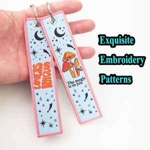 Oneway Wholesale Fabric Keyring Double Side Embroidery <b>Key</b> <b>Chain</b> Custom Brand logo Embroidery Keychain - Product Image 3