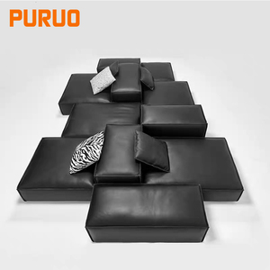 Sofás Puruo Foshan OEM de Diseño <span class=keywords><strong>Italiano</strong></span>, Estilo Nórdico, Tapizados en Tela Bouclé, Forma de L, Color Beige, para el Hogar, Salón de Villa de Lujo, Recepción - Product Image 5