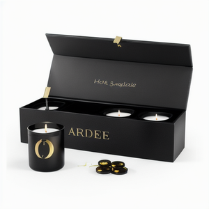 Sang Trọng Tùy Chỉnh Kích Thước Màu Xám Hội Đồng Quản Trị Đậu Nành Nến Nam Châm Hộp 3 Gói Nến Lọ Chai Đóng Gói Hộp Quà Tặng Cho Mùi Hương Nến Thiết Lập - Product Image 1