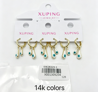 XUPING Vente en gros Boucles d'oreilles créoles cœur plaqué or 14K avec breloque émail colorée pendante pour femme Bijoux de mode