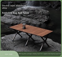 Table de camping et de pique-nique pliable à double couche en alliage d'aluminium léger et résistant pour l'ameublement extérieur